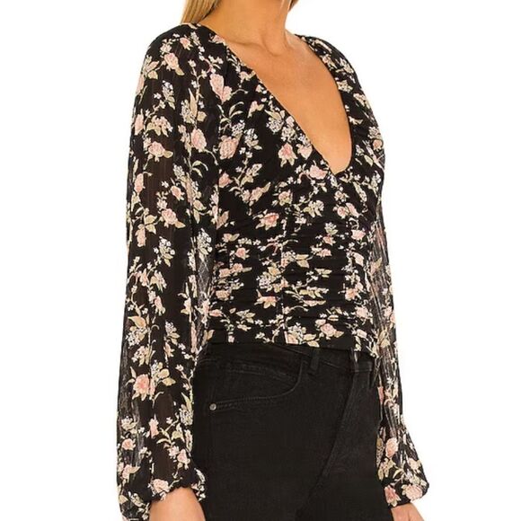 Free People Final Rose Blouse in Black Combo XS - Picture 2 of 12